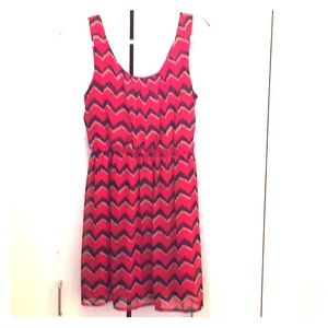 Red blue and white striped Francesca’s dress